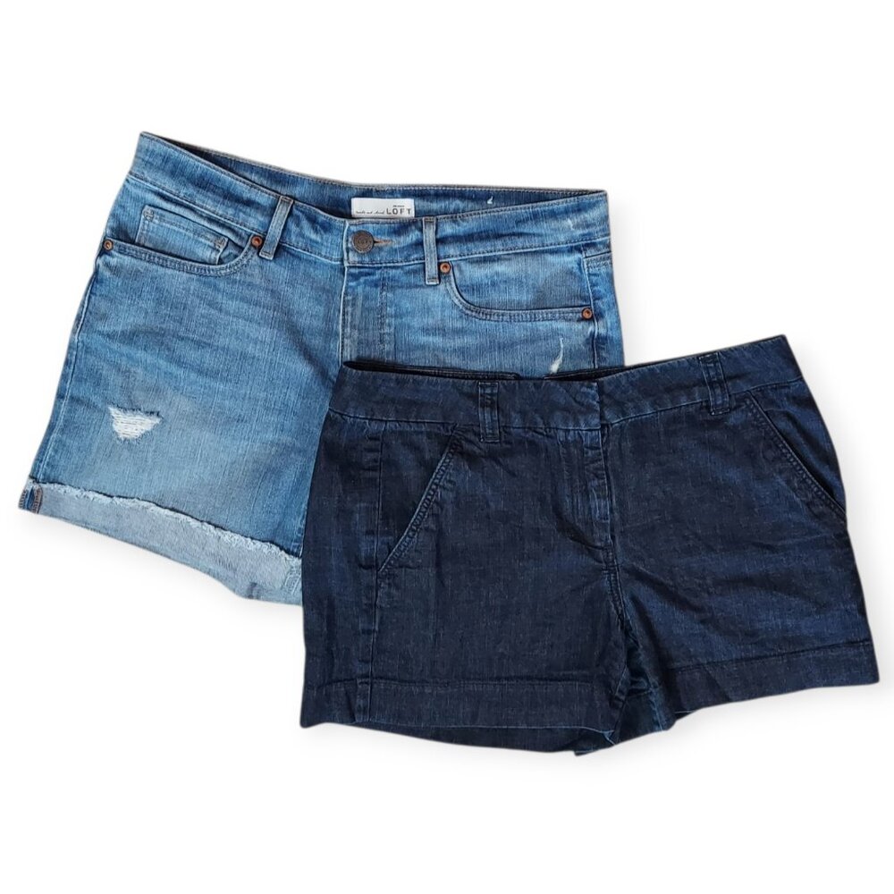 LOFT Denim Shorts Women's Blue Jean Casual Summer Beach Lot of 2 - Size 6